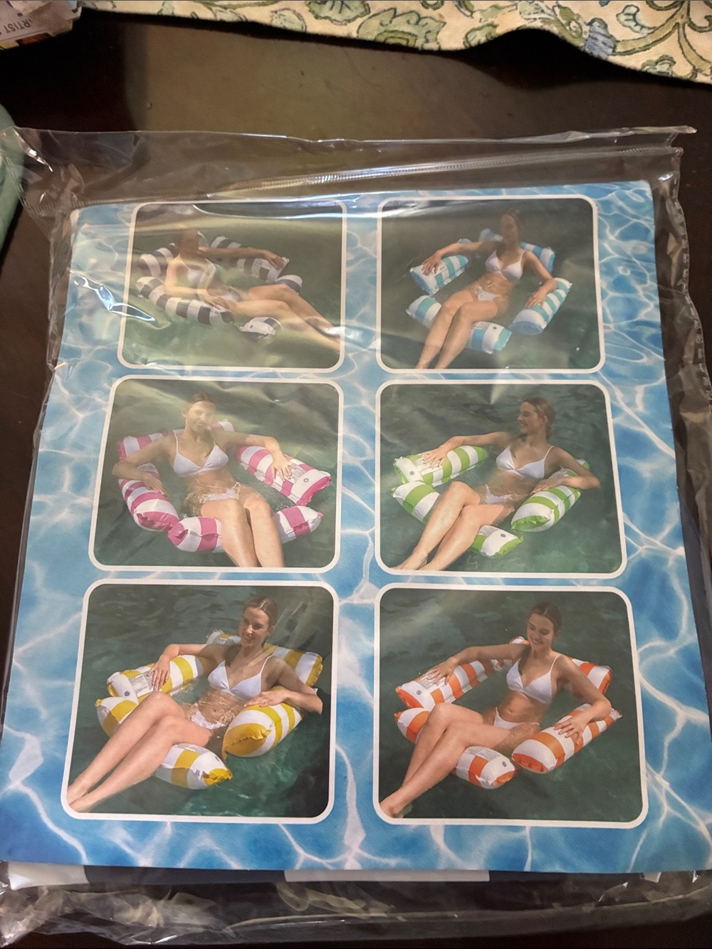 Striped Inflatable Pool Lounger - Blue/White